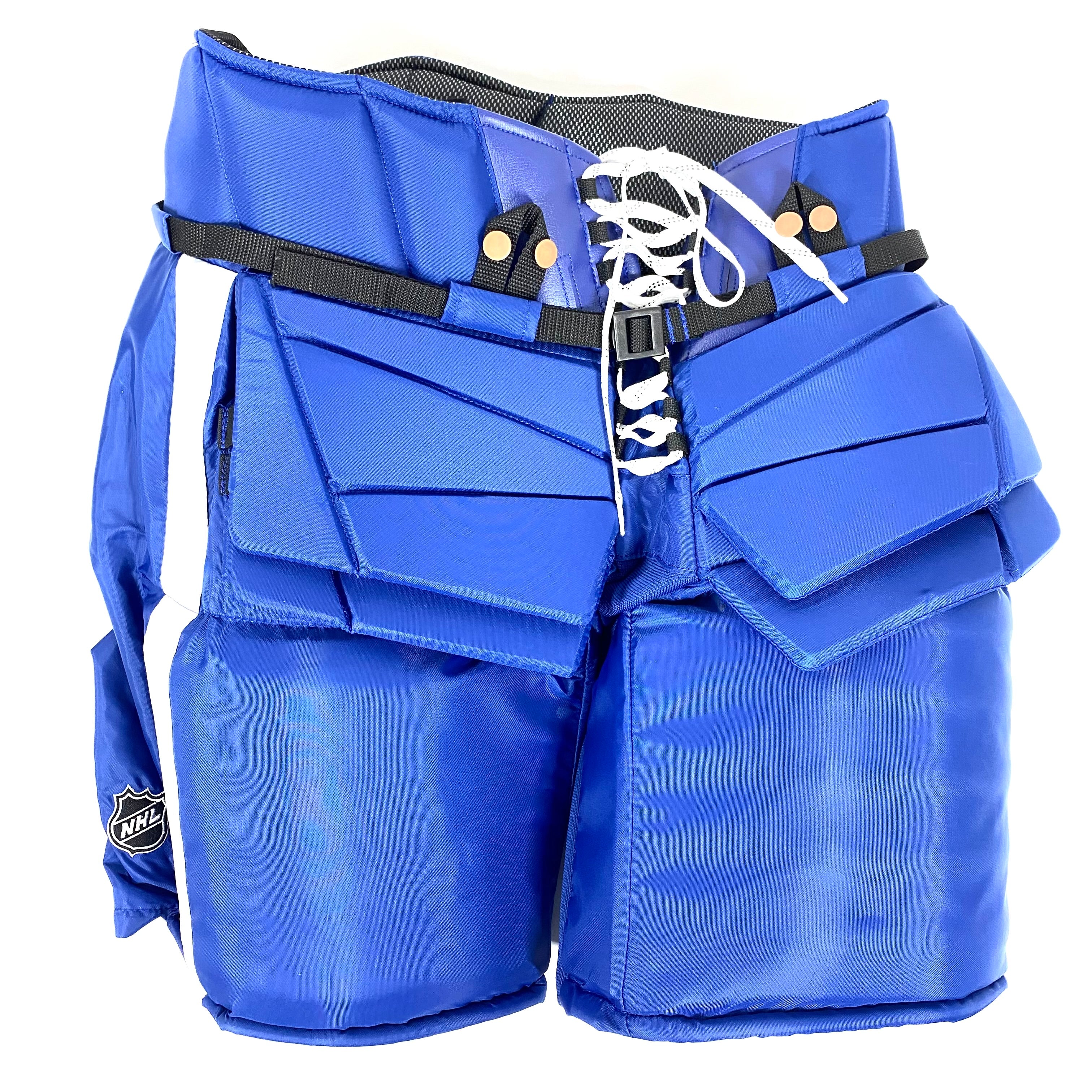 Pantalon de gardien de but Vaughn Pro Custom d'occasion de la LNH (bleu/blanc)